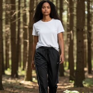 Nike Women’s Black Windbreaker Pants with White Piping NWT